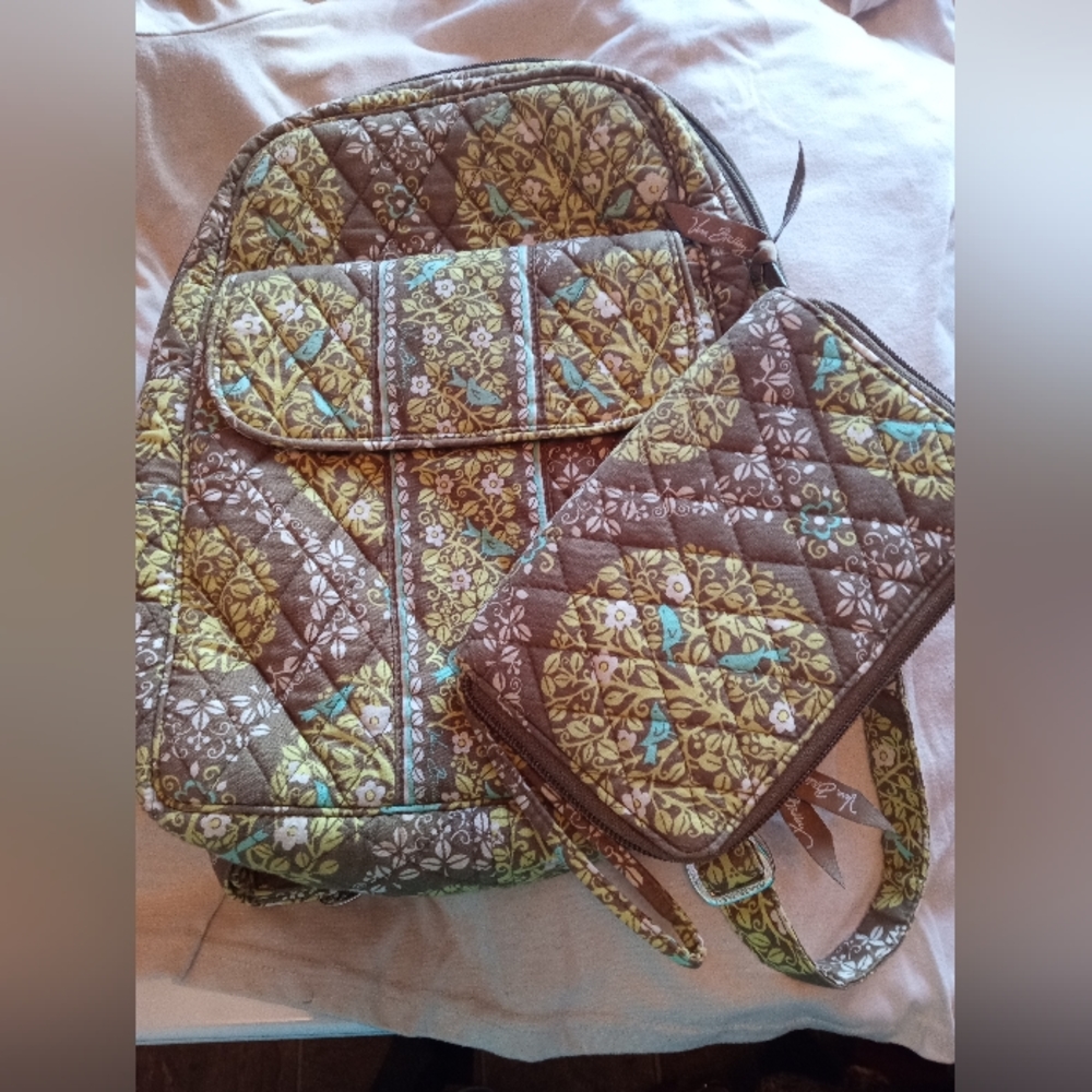 Vera Bradley Sittin In A Tree Mini Backpack,Wallet & Lanyard